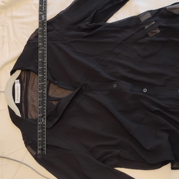 Rebecca Minkoff's Sheer black shirt with small diagonal folds. Size Small - Picture 10 of 11
